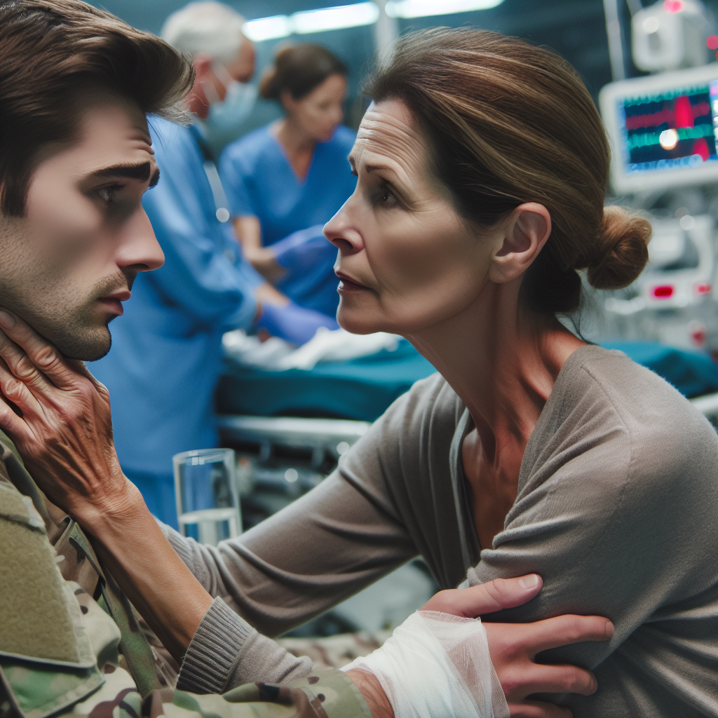 High Quality Mother Talks to Wounded Soldier Son Blank Meme Template