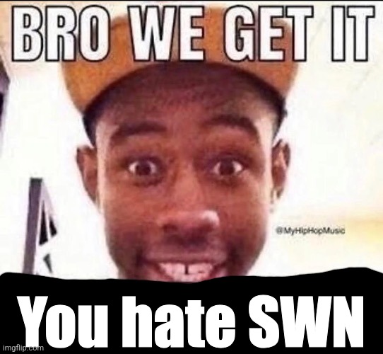 Bro we get it (blank) | You hate SWN | image tagged in bro we get it blank | made w/ Imgflip meme maker