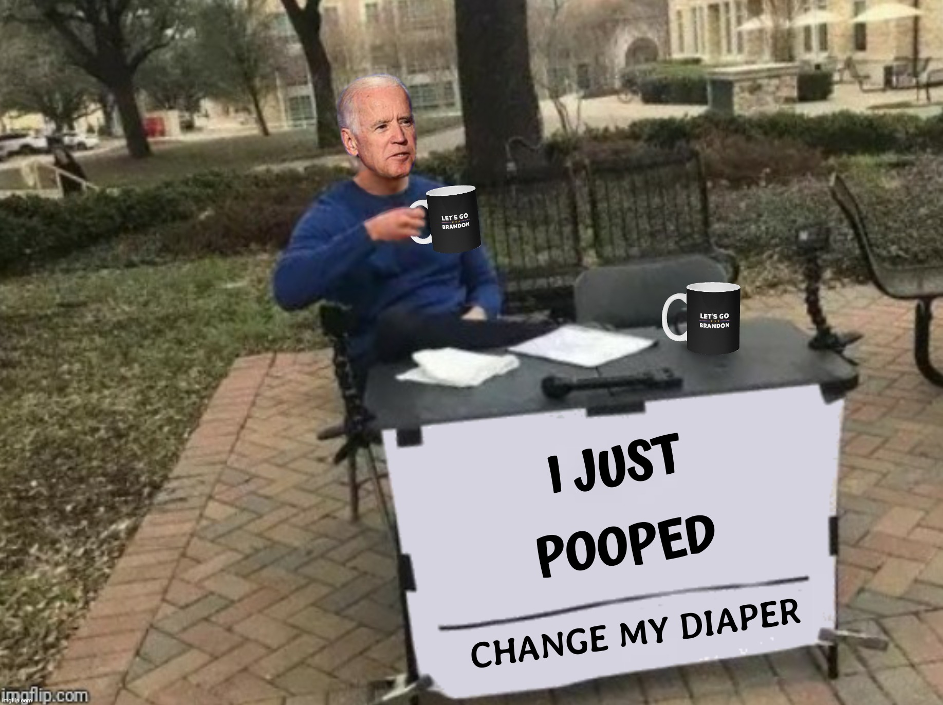 The face you make when you discharge your doodies | image tagged in bad photoshop,joe biden,change my mind,change my diaper,let's go brandon | made w/ Imgflip meme maker