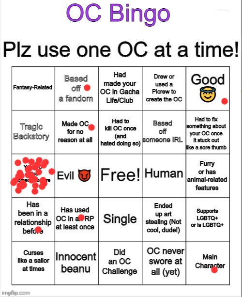 Guess who it is | image tagged in oc bingo | made w/ Imgflip meme maker