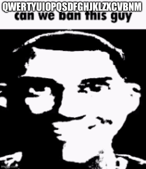 Can we ban this guy | QWERTYUIOPQSDFGHJKLZXCVBNM | image tagged in can we ban this guy | made w/ Imgflip meme maker