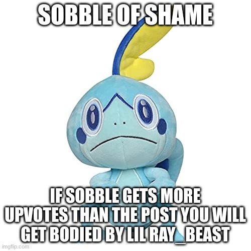 SOBBLE OF SHAME IF SOBBLE GETS MORE UPVOTES THAN THE POST YOU WILL GET BODIED BY LIL RAY_BEAST | made w/ Imgflip meme maker