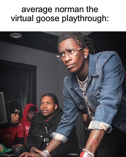 https://imgflip.com/i/6p4d1w nostalgic | average norman the virtual goose playthrough: | made w/ Imgflip meme maker