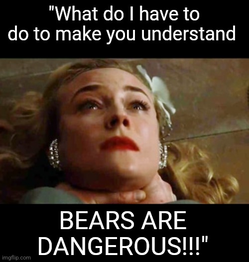 "What do I have to do to make you understand; BEARS ARE DANGEROUS!!!" | image tagged in bears | made w/ Imgflip meme maker