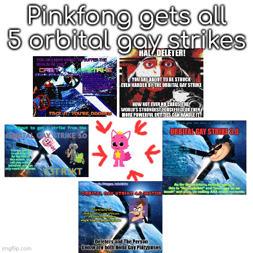 Pinkfong gets all 5 orbital gay strikes | made w/ Imgflip meme maker