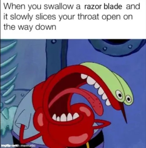 IT BURNS | image tagged in memes,funny,gifs,offensive,mr krabs,choking | made w/ Imgflip meme maker