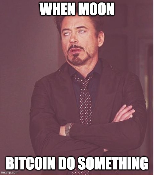 Face You Make Robert Downey Jr | WHEN MOON; BITCOIN DO SOMETHING | image tagged in memes,face you make robert downey jr | made w/ Imgflip meme maker