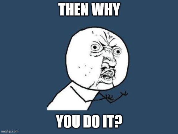 Why you no | THEN WHY YOU DO IT? | image tagged in why you no | made w/ Imgflip meme maker
