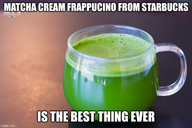 take that, you rich white girls and your pumpkin spice lattes | MATCHA CREAM FRAPPUCINO FROM STARBUCKS; IS THE BEST THING EVER | image tagged in matcha green tea | made w/ Imgflip meme maker
