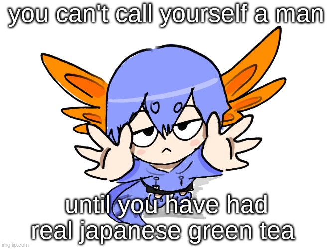 its literally the best | you can't call yourself a man; until you have had real japanese green tea | image tagged in ichigo i want up | made w/ Imgflip meme maker