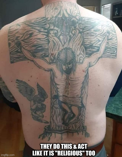 What Is Wrong Here ? | THEY DO THIS & ACT LIKE IT IS "RELIGIOUS" TOO | image tagged in failed jesus tattoo,funny memes,funny,blasphemy | made w/ Imgflip meme maker