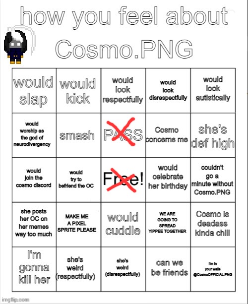 How you feel about Cosmo.PNG | image tagged in how you feel about cosmo png | made w/ Imgflip meme maker