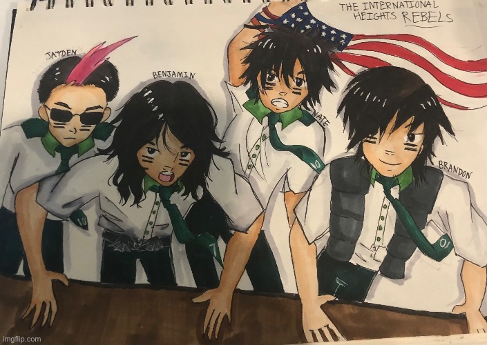 FINALLY I DREW MY OC’S | image tagged in emos,ocs,bands,high school | made w/ Imgflip meme maker