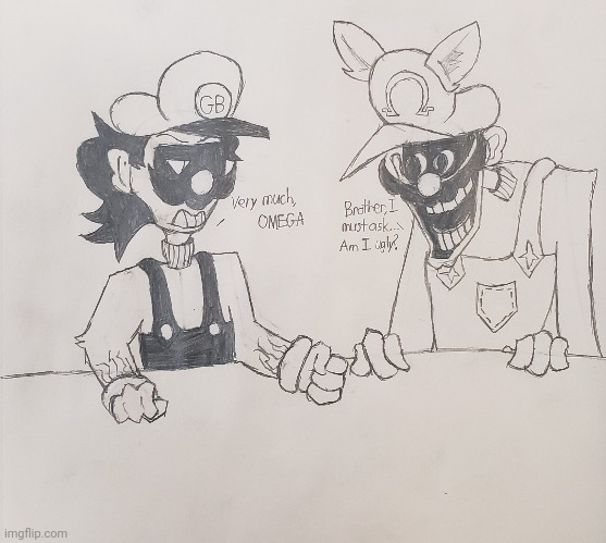GB and OMEGA | image tagged in mario's madness,drawing | made w/ Imgflip meme maker