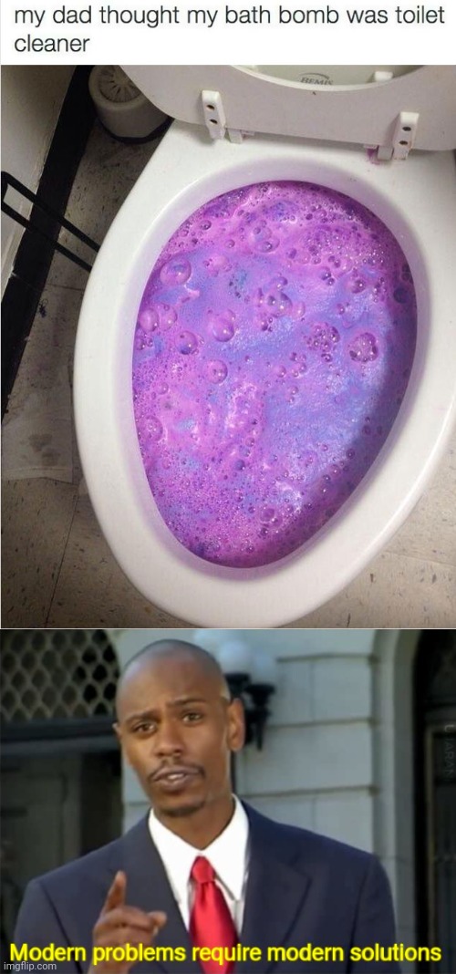 A toilet cleaner by mistake | image tagged in modern problems require modern solutions,bath bomb,toilet cleaner,toilet,you had one job,memes | made w/ Imgflip meme maker
