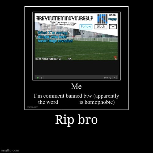 Rip bro | | image tagged in funny,demotivationals | made w/ Imgflip demotivational maker
