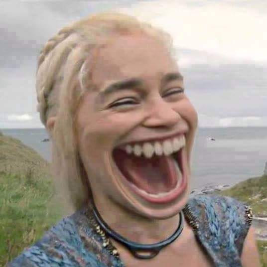 Daenerys big mouth laugh Blank Meme Template