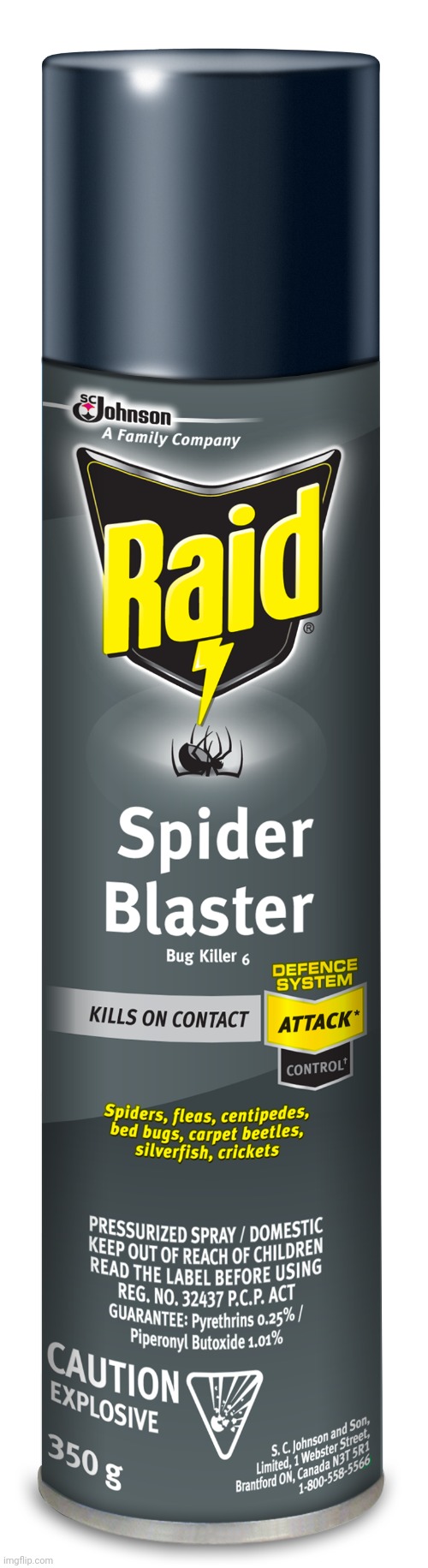Raid Spider Blaster Killer insecticide spray | image tagged in raid spider blaster killer insecticide spray | made w/ Imgflip meme maker