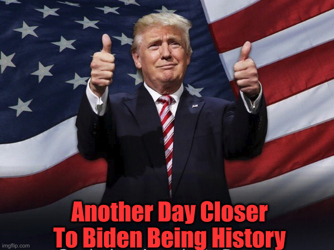 I Carry A 45, Cause They Don't Make A 46 | Another Day Closer To Biden Being History | image tagged in donald trump thumbs up,political meme,politics,funny,funny memes | made w/ Imgflip meme maker