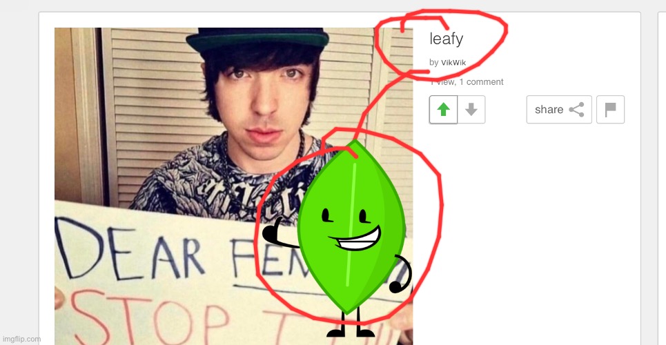 image tagged in leafy bfdi | made w/ Imgflip meme maker