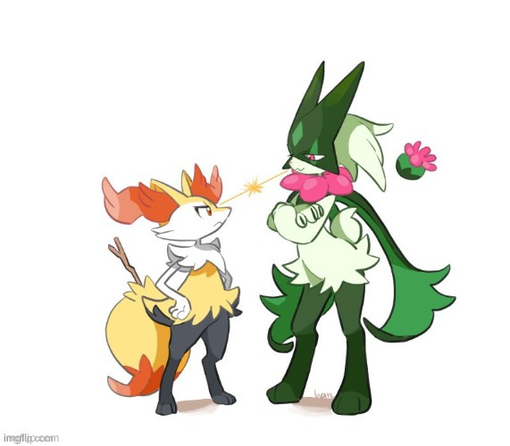 I'm only that tall compared to Meowscarada | image tagged in braixen and meowscarada | made w/ Imgflip meme maker