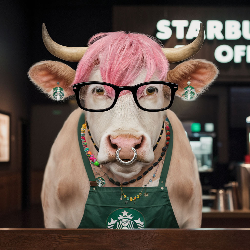 Starbucks barista cow Blank Meme Template