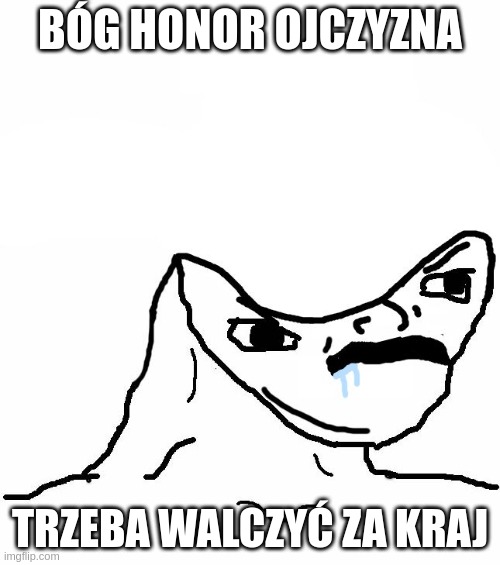 Angry Brainlet  | BÓG HONOR OJCZYZNA; TRZEBA WALCZYĆ ZA KRAJ | image tagged in angry brainlet | made w/ Imgflip meme maker