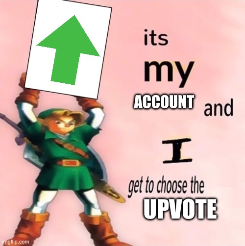 It's my ... and I get to choose the ... | ACCOUNT UPVOTE | image tagged in it's my and i get to choose the | made w/ Imgflip meme maker