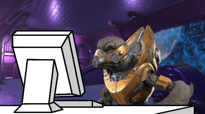 High Quality Covenant Grunt on Computer Blank Meme Template