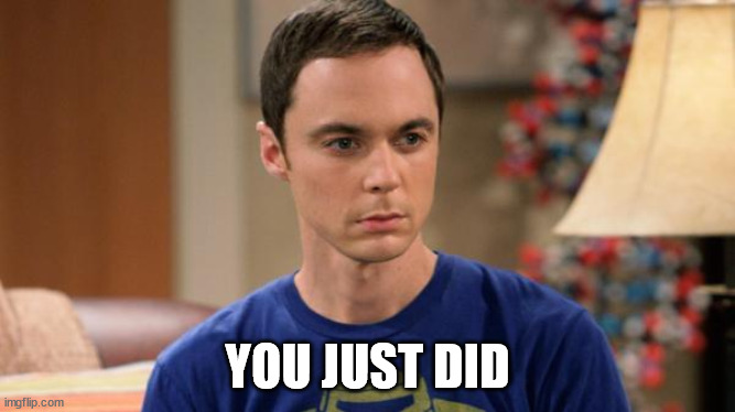 Sheldon Logic | YOU JUST DID | image tagged in sheldon logic | made w/ Imgflip meme maker