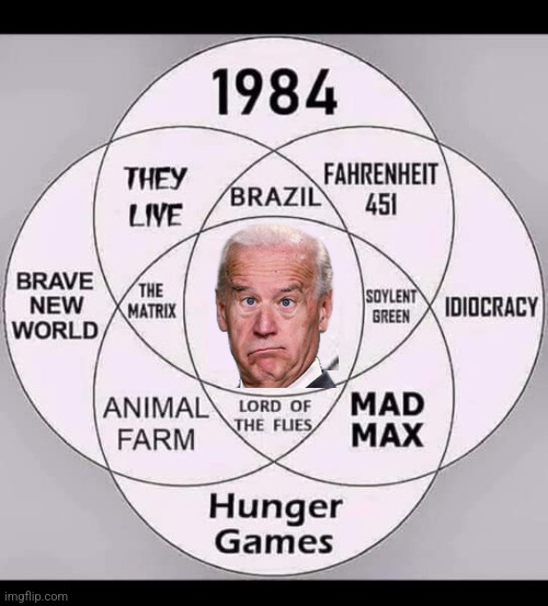 image tagged in memes,joe biden,1984,idiocracy,venn diagram,democrats | made w/ Imgflip meme maker