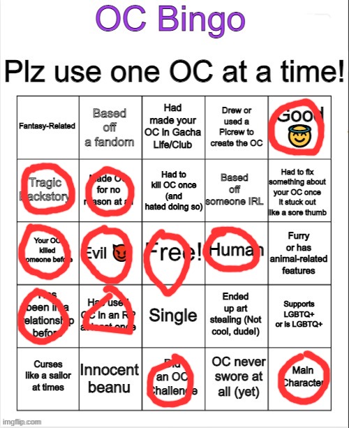 Take a wild guess | image tagged in oc bingo | made w/ Imgflip meme maker
