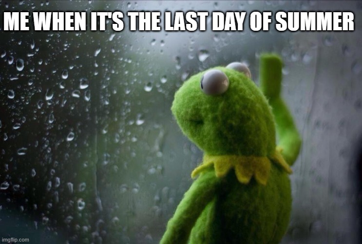 Sad Kermit | ME WHEN IT'S THE LAST DAY OF SUMMER | image tagged in sad kermit | made w/ Imgflip meme maker
