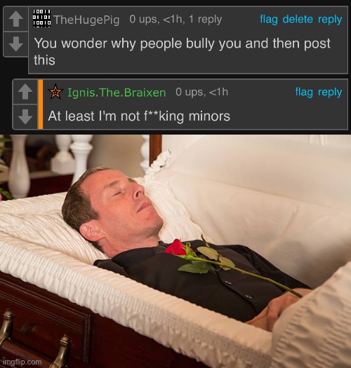 Man I’m dead | image tagged in man in coffin | made w/ Imgflip meme maker