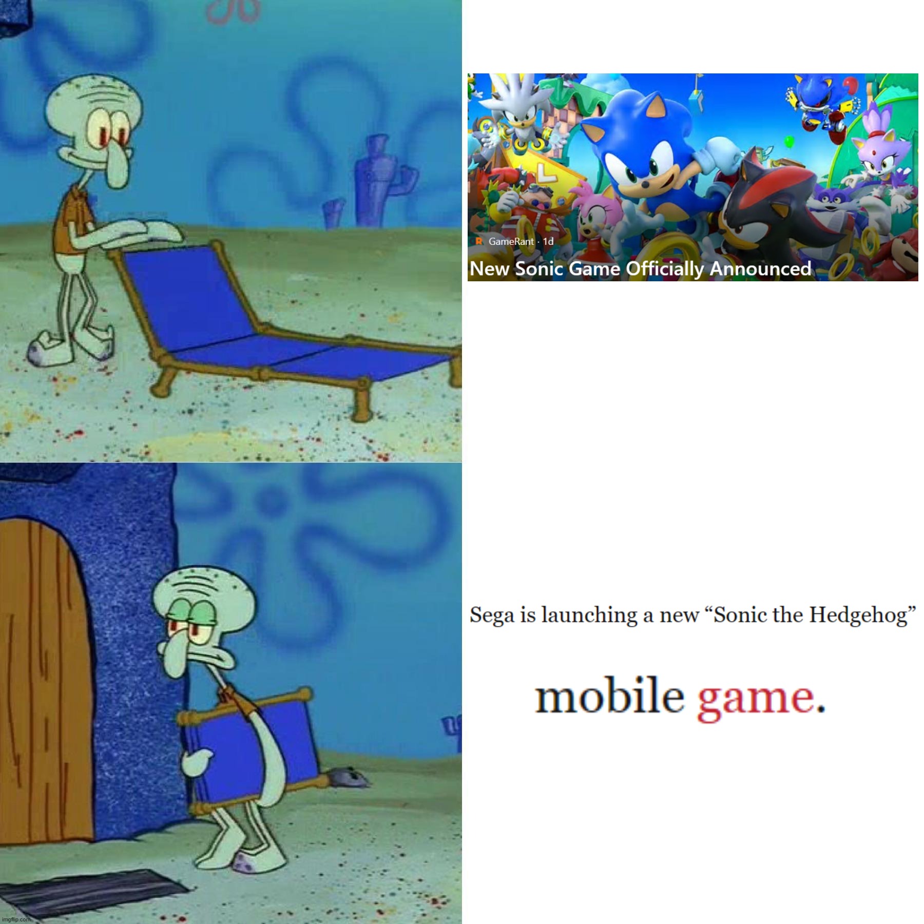 SEGA keeps taking L's | image tagged in squidward chair | made w/ Imgflip meme maker