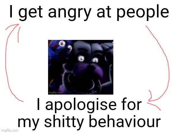 I get angry at people; I apologise for my shitty behaviour | made w/ Imgflip meme maker
