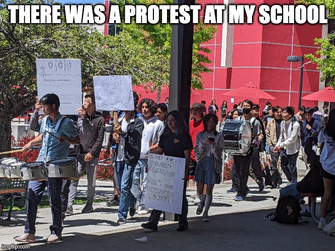 Here's a pic | THERE WAS A PROTEST AT MY SCHOOL | made w/ Imgflip meme maker