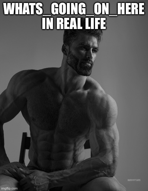 Giga Chad | WHATS_GOING_ON_HERE IN REAL LIFE | image tagged in giga chad | made w/ Imgflip meme maker