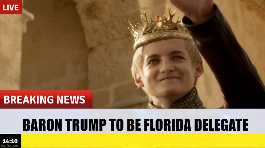 Congrats Baron | BARON TRUMP TO BE FLORIDA DELEGATE | image tagged in trump | made w/ Imgflip meme maker