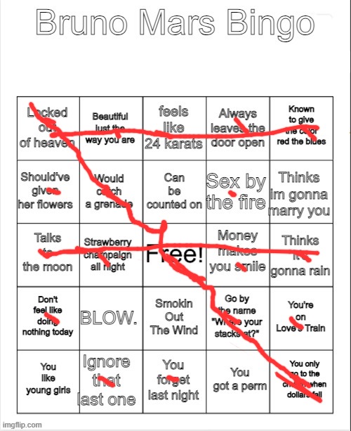 silly | image tagged in bruno mars bingo | made w/ Imgflip meme maker