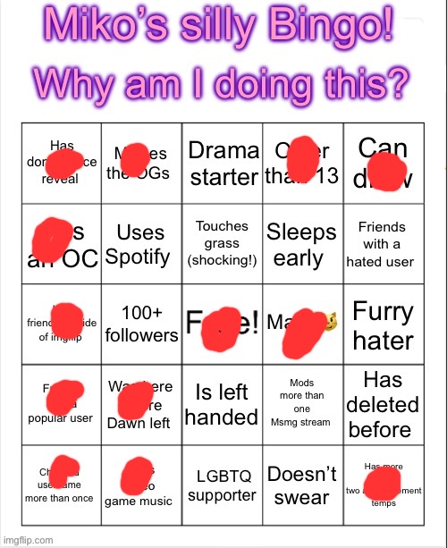 Updated | image tagged in miko's bingo | made w/ Imgflip meme maker