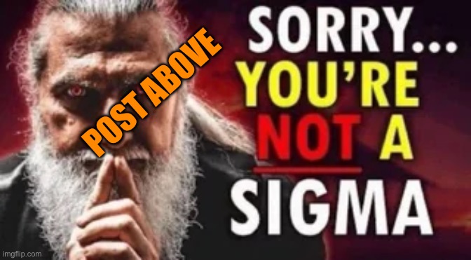 you are not a sigma | POST ABOVE | image tagged in you are not a sigma | made w/ Imgflip meme maker
