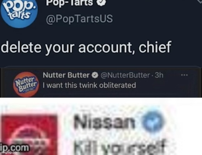 ㅤ | image tagged in delete your account chief,i want this twink obliterated,nissan kill yourself | made w/ Imgflip meme maker