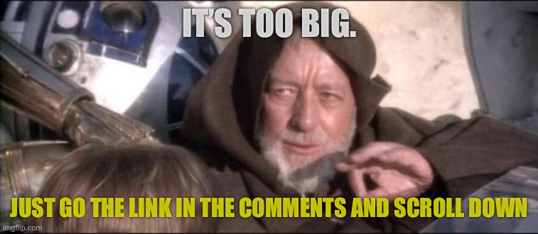 These Aren't The Droids You Were Looking For | IT’S TOO BIG. JUST GO THE LINK IN THE COMMENTS AND SCROLL DOWN | image tagged in memes,these aren't the droids you were looking for | made w/ Imgflip meme maker