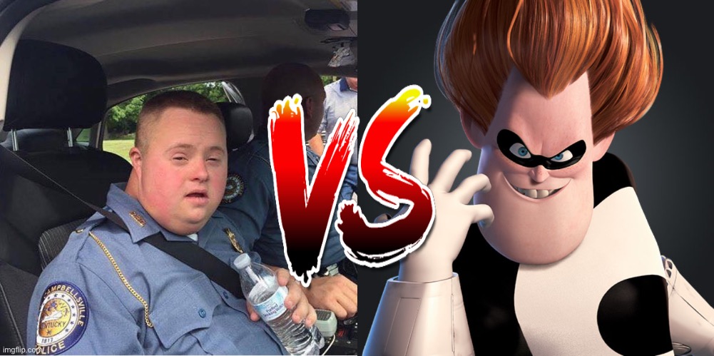 Officer Down vs Syndrome | image tagged in officer down,syndrome | made w/ Imgflip meme maker