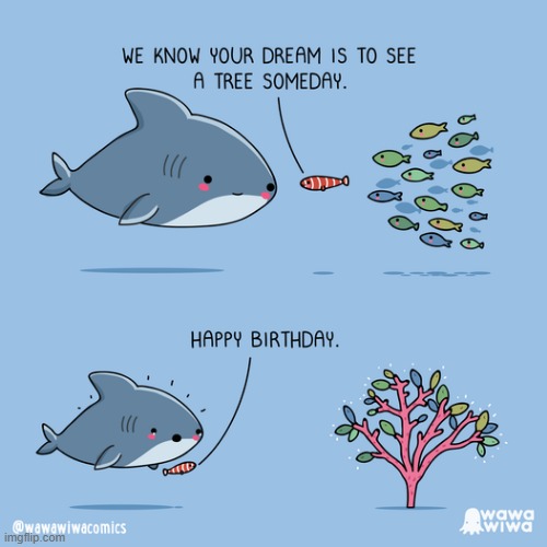 image tagged in shark,fish,coral,dream,tree,birthday | made w/ Imgflip meme maker