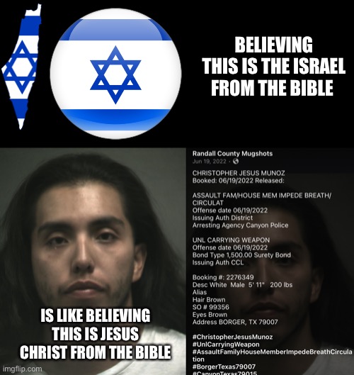 It’s a spit in the face | BELIEVING THIS IS THE ISRAEL FROM THE BIBLE; IS LIKE BELIEVING THIS IS JESUS CHRIST FROM THE BIBLE | image tagged in israel,palestine | made w/ Imgflip meme maker