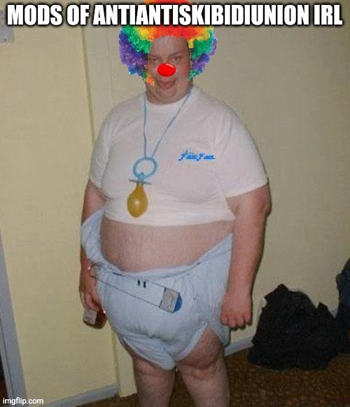 Big fat clown baby | MODS OF ANTIANTISKIBIDIUNION IRL | image tagged in big fat clown baby | made w/ Imgflip meme maker