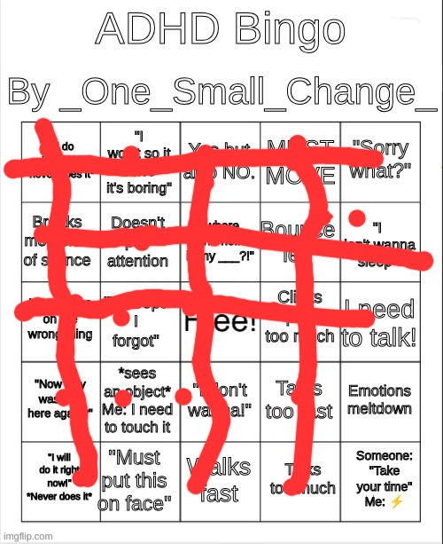 I don't even have adhd ? | image tagged in adhd bingo | made w/ Imgflip meme maker