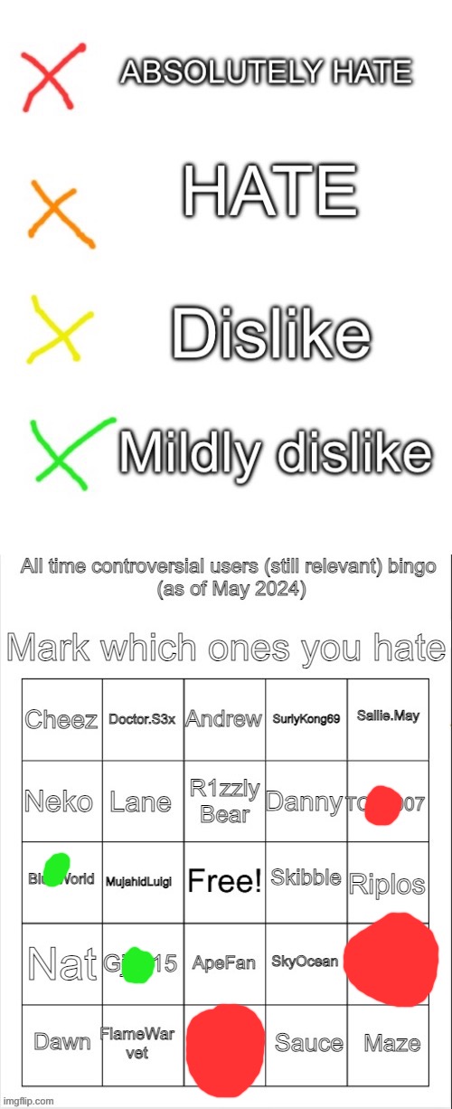 Controversial user bingo May 2024 with color | image tagged in controversial user bingo may 2024 with color | made w/ Imgflip meme maker